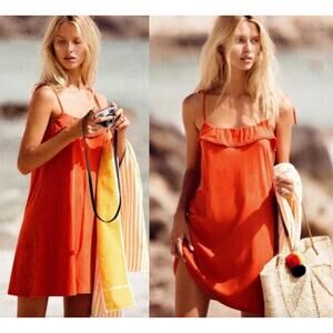 Sézane | Sezane | Darcy Summer Dress in Tangerine (Coral Orange Red) | Sz S